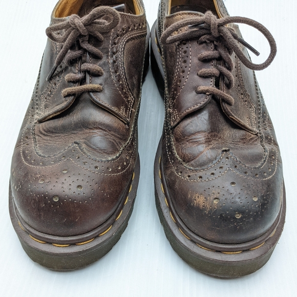DOC MARTENS 3989 Vintage MIE brown wingtip brogue chunky loafers - Picture 12 of 15